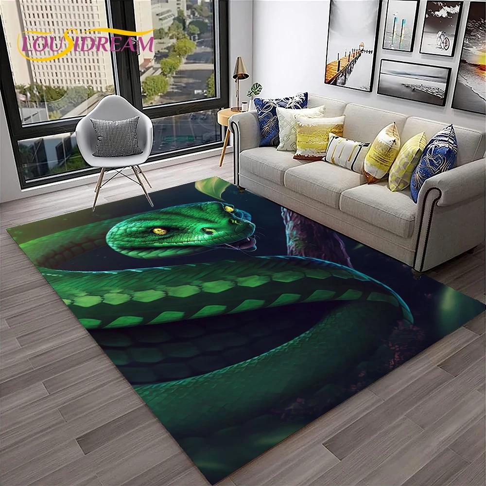 Gothic Serpent Viper 3D Python Snake Carpet Rug for Home Living Room Bedroom Sofa Doormat Decor,kids Area Rug Non-slip Floor Mat
