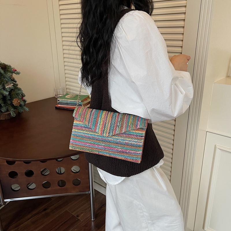 Borsa Piccola Quadrata Monocolore da Pendolare Borsa da Sera in Paglia Pochette Borsa a Spalla/Crossbody da Donna