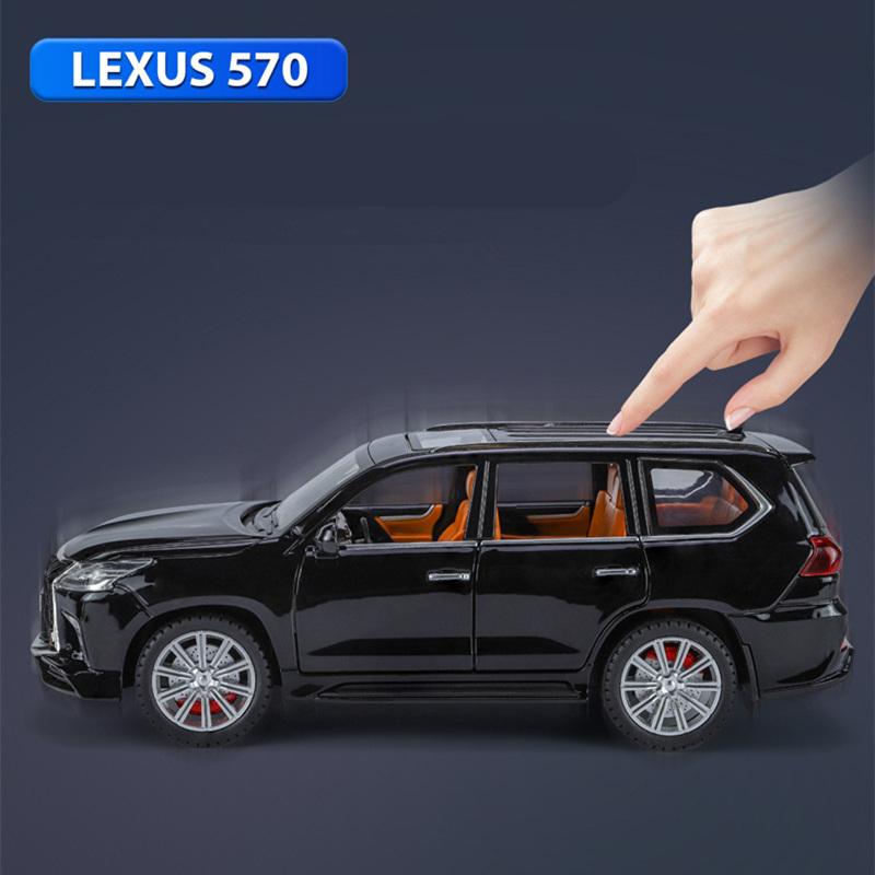 1/24 Lexus LX570 SUV Alloy Car Model Diecasts Metal Off-road Vehicles Car Model Sound Light Simulation Childrens Toy Gift