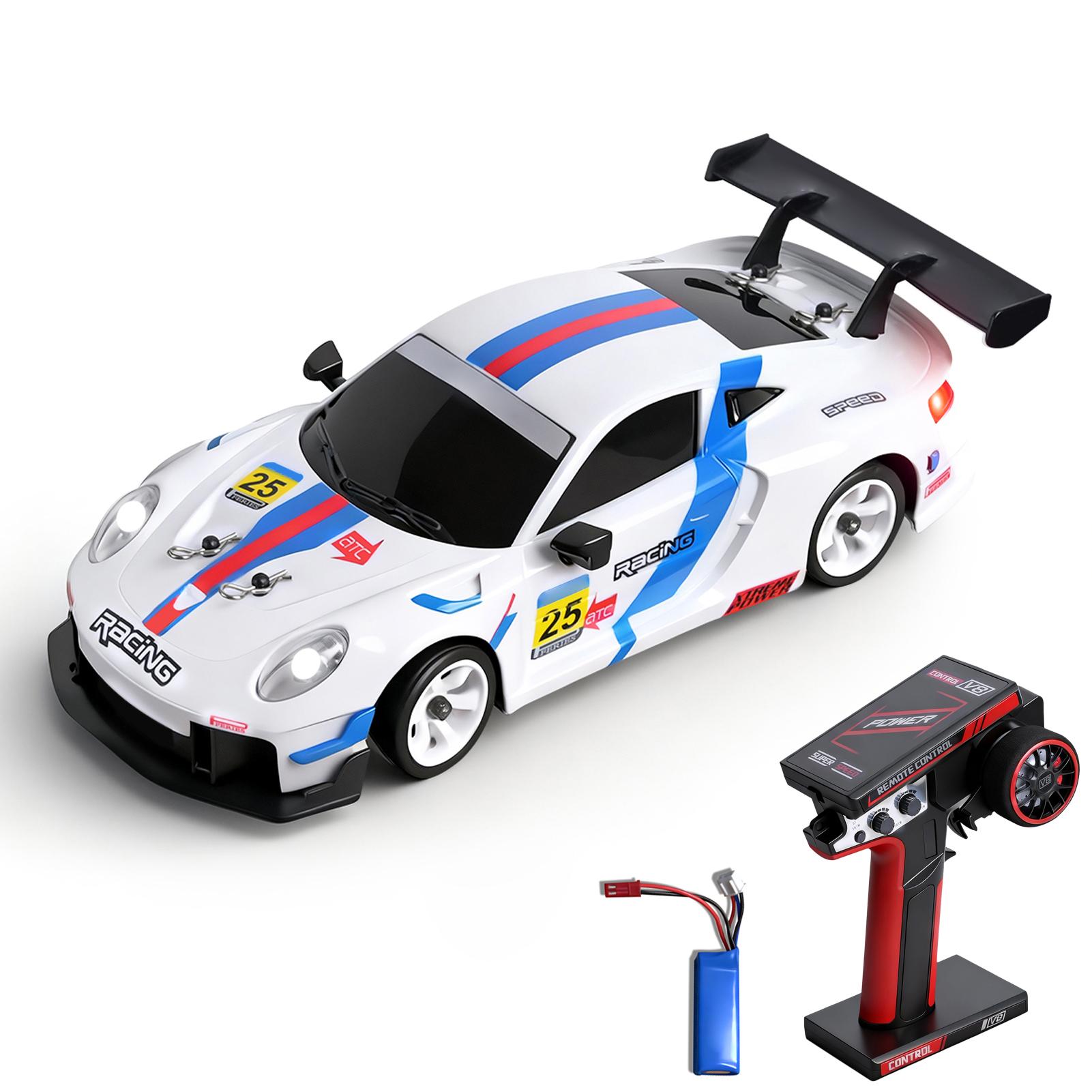 

RC Drift Car, 1:28 Scale Remote Control Vehicle with LED Lights, 2.4GHz 30KMCelsiusH High Speed RC Cars Racing Sports Toy for Racing Enthusiasts