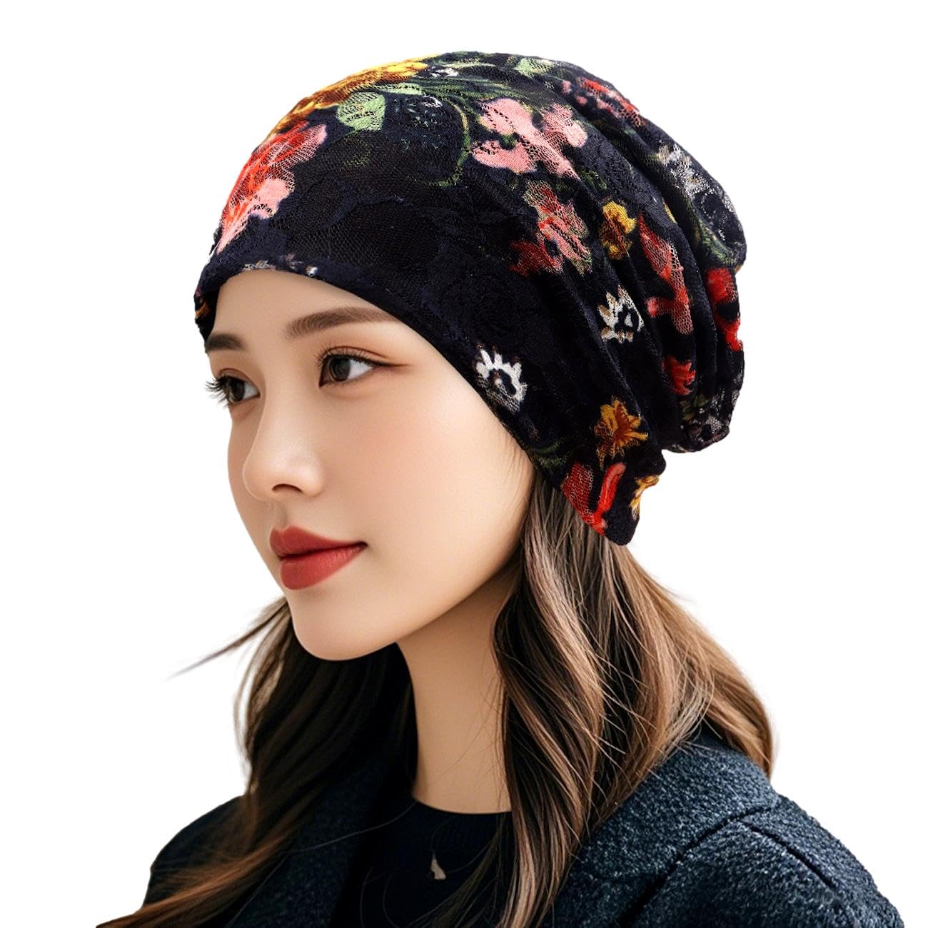 

Вязаная шапка для медицинского ухода, вязаная шапка-бини с цветочным узором для и ухода, вязаная зимняя кепка газетчика с защитой от УФ-лучей [Electric Circus], женская, кепка, кепка, кепка, узор, кружево, кепка,