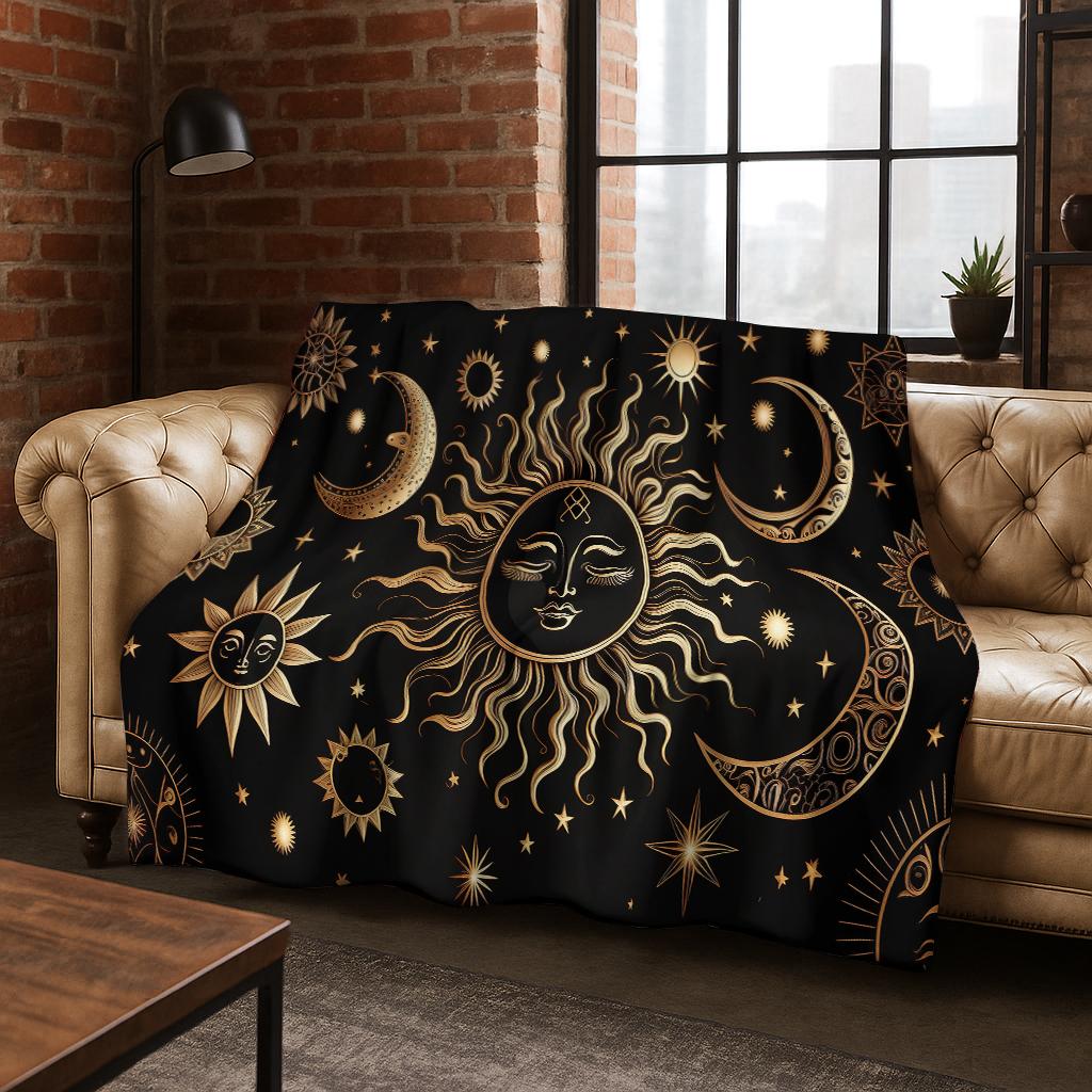Gotisches Sonnen gesicht Mond gesicht Hexerei Tarot Flanell Decke Weiche Warme Decke für Schlafzimmer Zimmer Wohnzimmer Reise Camping Picknick