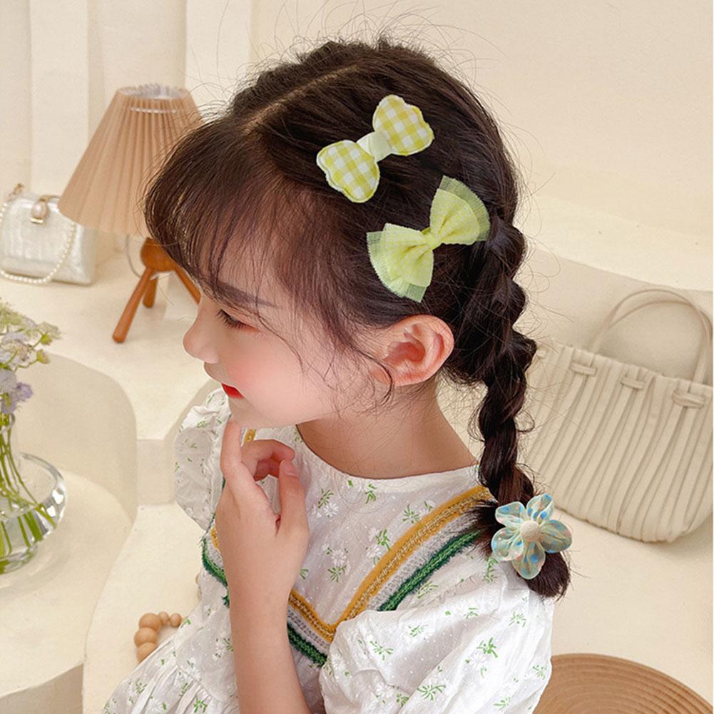 10pcs/set Cute Children Hair Clips Fabric Bowknot Flower Hairpin Bangs Hair Clips Fashionable Hair Accessories Headwear