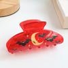 Hair Claw for Women, Halloween Themed Hair Clip with Pumpkins Bats Skeletons Prints, Transparent Acrylic Shark Hair Claw, Comfortable Fit Hair