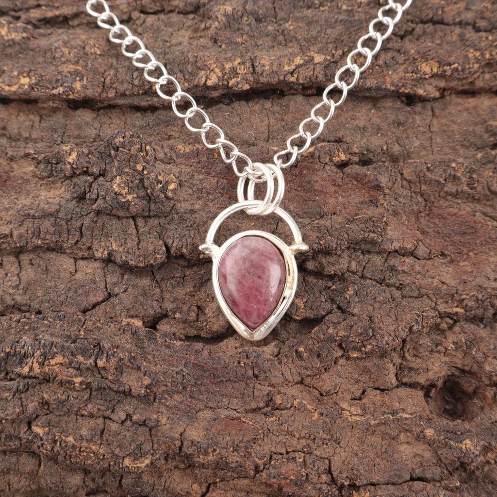 Natural Black Rhodonite 925 Sterling Silver Daughter Gift Trendy Pendant Jewelry PP-56-26