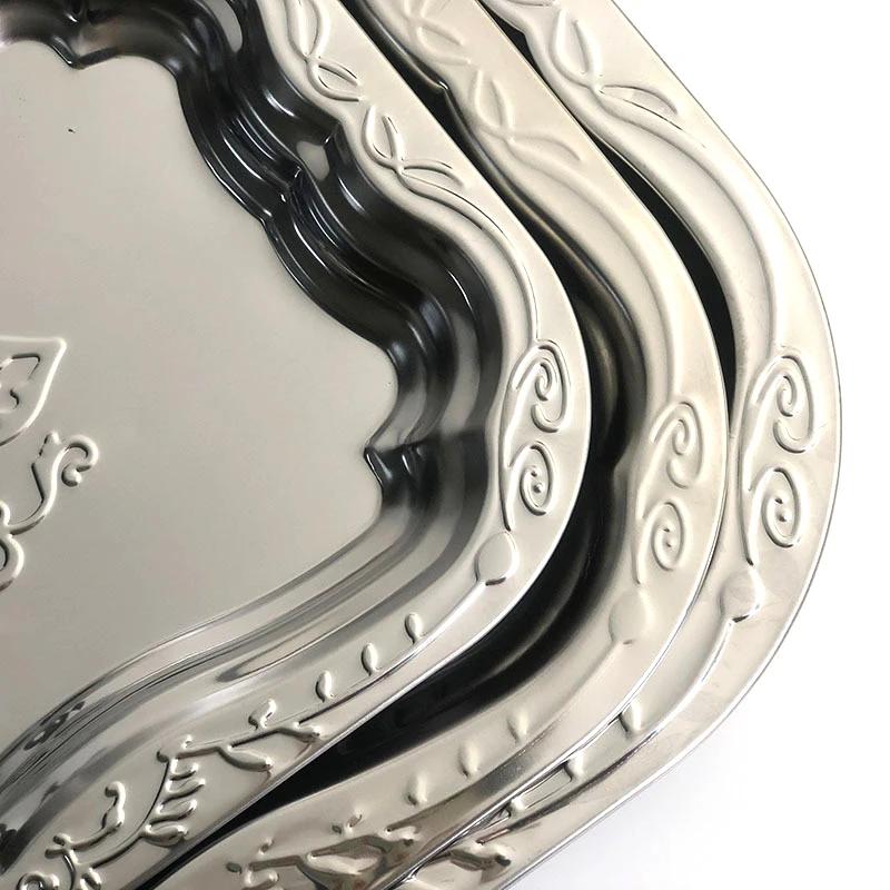 Vintage Taca Ze Stali Nierdzewnej Kwiatowo Tłoczone Tace Do Serwowania Deseru Prostokątny Talerz Do Przechowywania Biżuterii Narzędzie do Dekoracji Domu