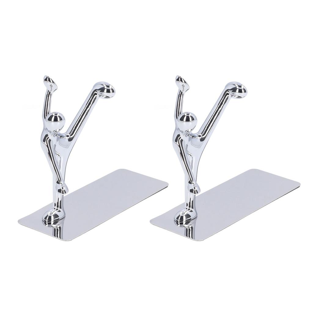 2Pcs Metal Book Ends Unique Men Design Simple Fashionable Decorative Bookends for Home Office Bar