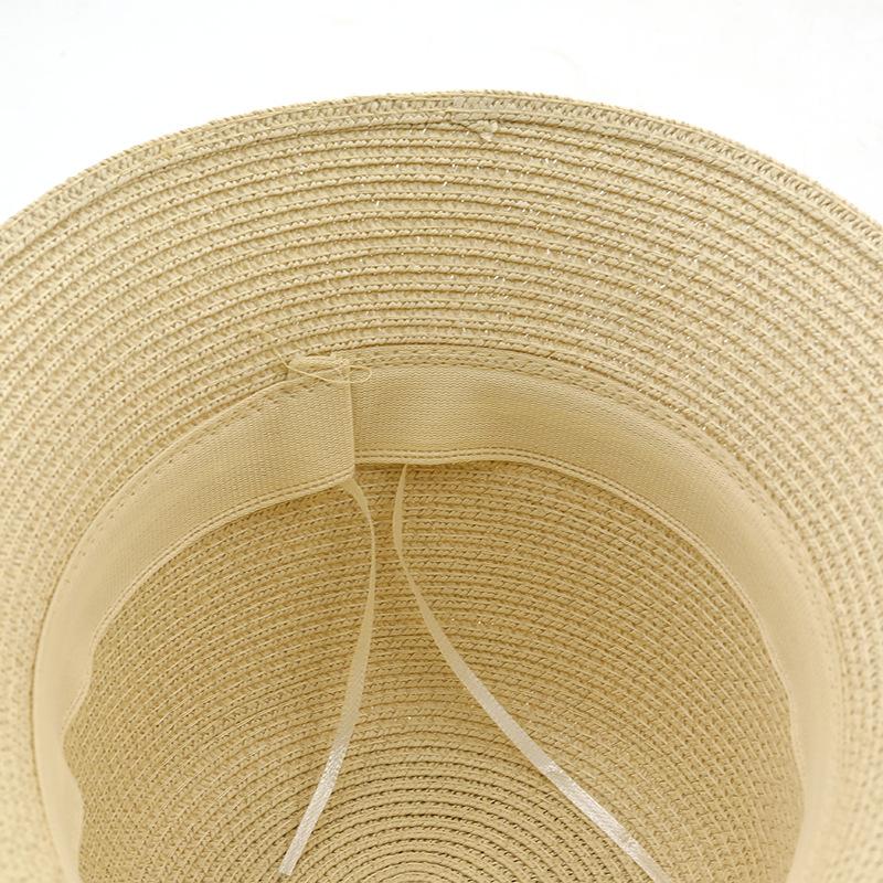 Summer Straw Breathable Flat Top Bucket Hat Ladies Celebrity Belt Buckle Fashion Sunshade Shade Hat