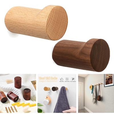 Ganchos de pared de madera de nogal resistentes, 2, 4 o 6 piezas, para batas, sombreros, llaves, bolsos y bolsos.
