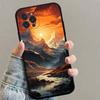 Landscape Painting Square Matte Silicone Case For Iphone17 Air 16 15 14 13 12 11 Pro Max Plus Matte Basic Cover Case