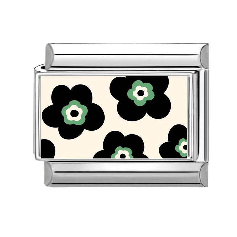 Neue Black Series NO.8 Ballaugen Blume Katze Italienische Glieder Anhänger Passend für 9mm Edelstahl Geschenk Modulares Armband Schmuckherstellung