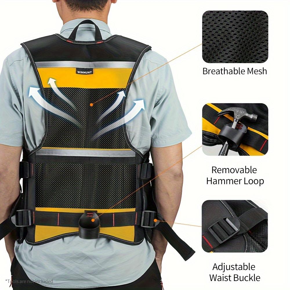 Adjustable Electrical Tool Vest -Durable Multi-Pocket Storage Bag for Handyman, Carpenter Work Vest with Zip Pocket, Electrical Tools for Electricians