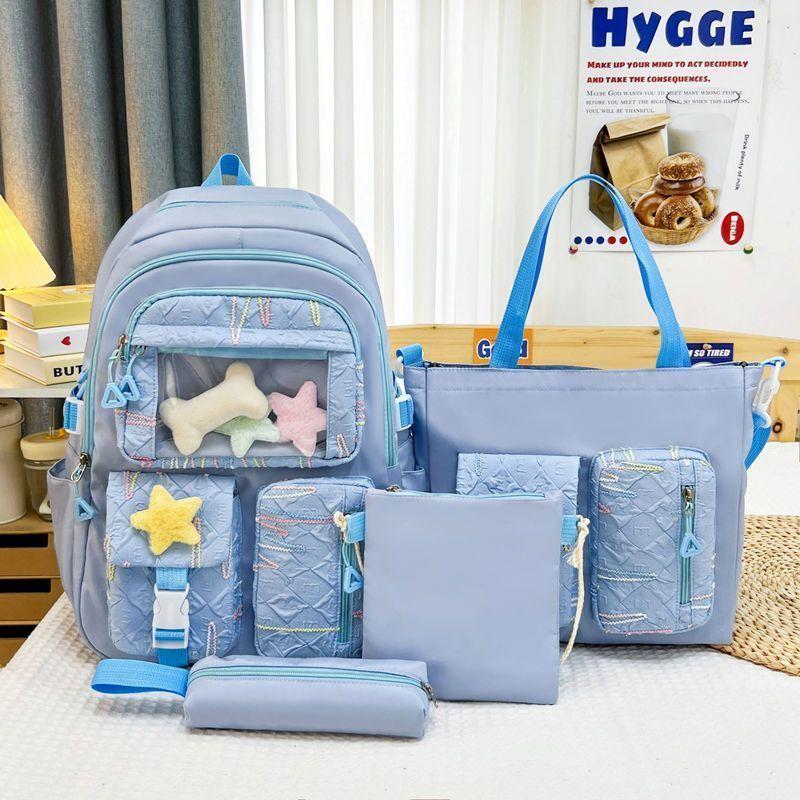 4pcs Backpack Set  Girl  Boy Cute Anti Splash Water  Elementary School Backpack Large Capacity Backpack for Junior High School Students
