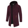 Men's Autumn Winter Hooded Mid-Length Thin Fleece Lined Zipper Coat Plus Size Loose Fit Knitted Outerwear with Pockets
