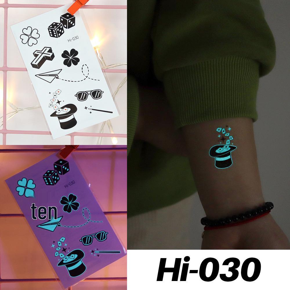 Waterproof Blue Luminous Tattoo Stickers: Snake & Butterfly Designs for Festivals