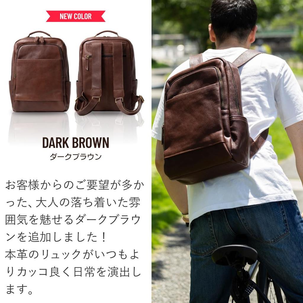 Greol Lederrucksack für Herren, Echtes Rindsleder, Großes Fassungsvermögen, Multifunktional, Beliebter Geschäftsrucksack für den täglichen Weg zur Arbeit, Geschäftsreisen und