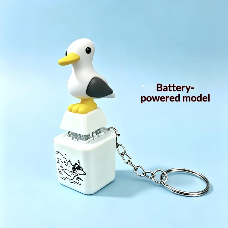 Cute Seagull Keyboard Fidget Toys Keychain Finger Button Clicker Decompression Toys With Sound Lights Rechargeable Ornament