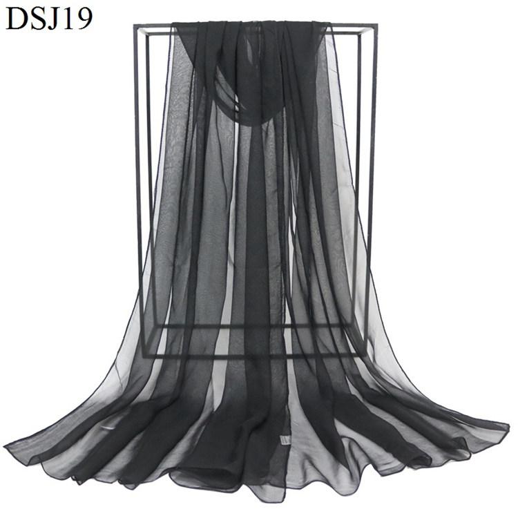 New Pure Color Georgette Silk Scarf Women Monochrome Red Scarves Sun Shawl Female Catwalk Training Dance Wraps