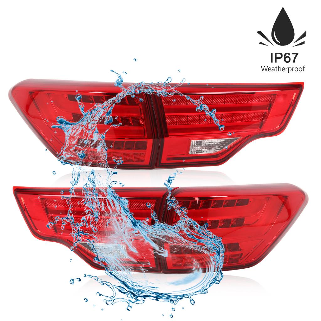 4pcs LED Taillights Integration Back Brake Reverse Lamp Red Lens Replacement for Highlander 2015‑2020