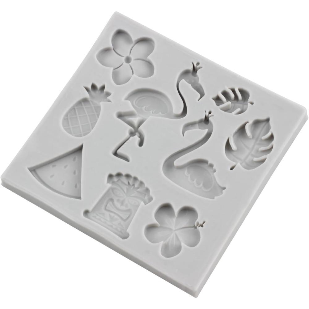 Hawaiian Indian Fondant Mould Summer Tropical Palm Leaves Flower Flamingo Maiden Silicone Moulds Cake Decorating Tools Candy Polymer Clay Moulds