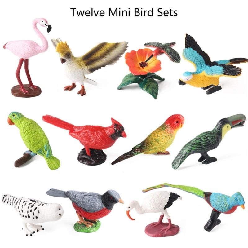Realistic Bird Static Model Solid Figure Toy Animal Figurine Statue Fowl Figure Set Kids Collectible Toy Cake Toppers