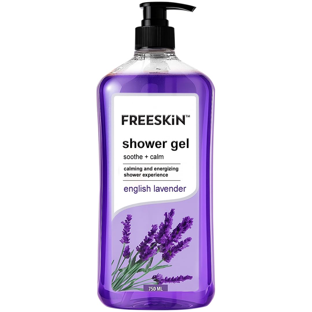 

Freeskin Гель для душа Английская лаванда | Успокаивающий + Расслабляющий гель для душа | Расслабляющий и бодрящий душ | Обогащен натуральными экстрактами лаванды