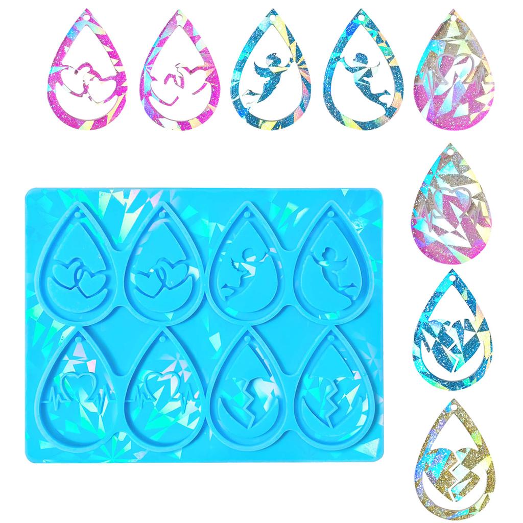 Ohrringform zum Valentinstag, Ohrring-Anhängerform, holografische Silikonformen, stilvolle Schmuckherstellungswerkzeuge für Paare