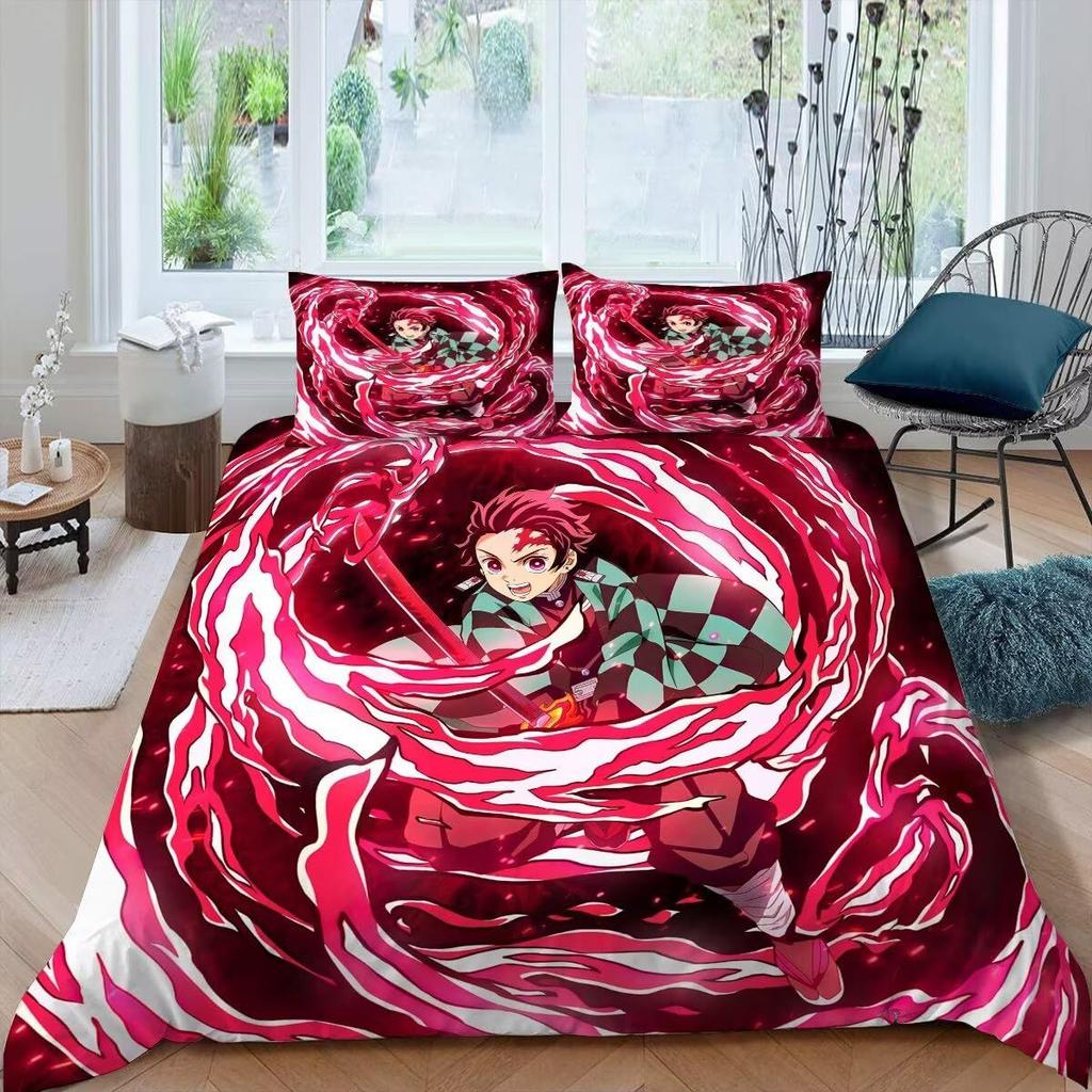 Anime Girl Three-Piece Quilt Cover 3D Digital Printing Bedding Set Bed Cover