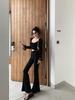 Women's Retro V-Neck Lace Trim Slim Fit Long Sleeve Crop Cardigan
