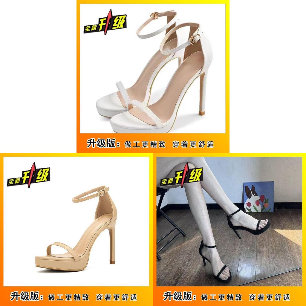 Pu Womens High Heel Sandals With Open Toe And Ankle Strap For Summer