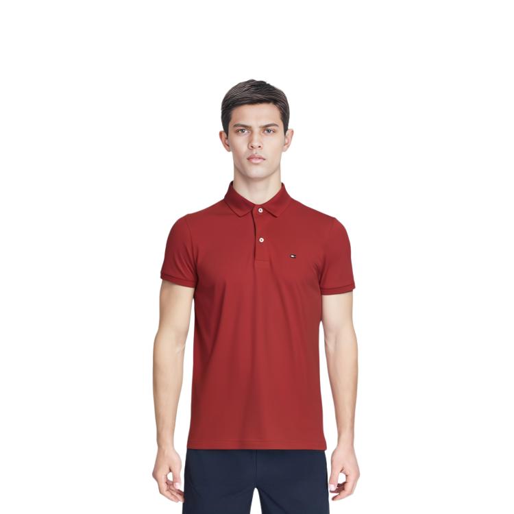 Tommy Hilfiger Logo Print Short Sleeve Polo Shirt Men Tops Red C8178A6141-611