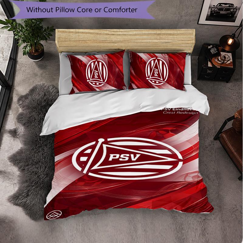 PSV Eindhoven FC Themed Bedding 3Pcs Duvet Cover Set Decorative Bed Linen For Teen Room Home Decoration