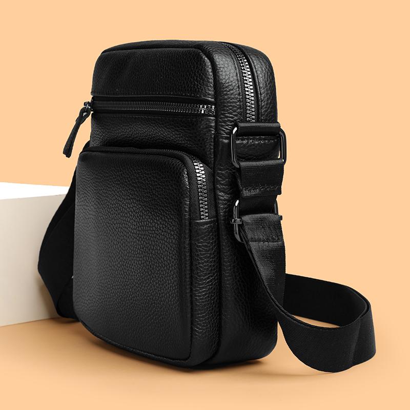 Men's Leather Shoulder & Cross - body Bag Multiple Zipper Pockets Business Casual Messenger Bag Lightweight & Versatile Day Bag