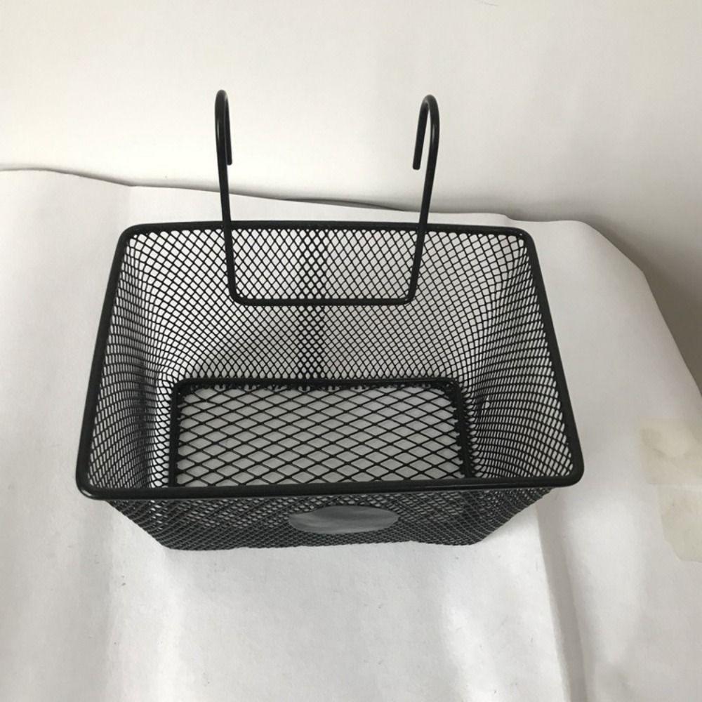 Black Bike Front Basket Metal Mesh E-Scooter E-bike Basket Handlebar Shopping Storage Basket