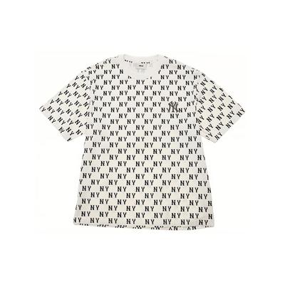 MLB SS24 New York Yankees All Over Logo Print Crew Neck Short Sleeve T-Shirt Unisex Tops Cream 3ATSM0843-50CRS