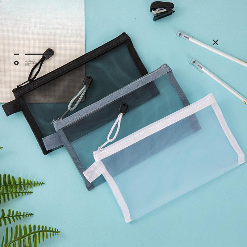 1pcs Mesh Pencil Case, Large-capacity Transparent Zipper Storage Bag, Portable Pencil Case and Stationery Bag for Students' Exams