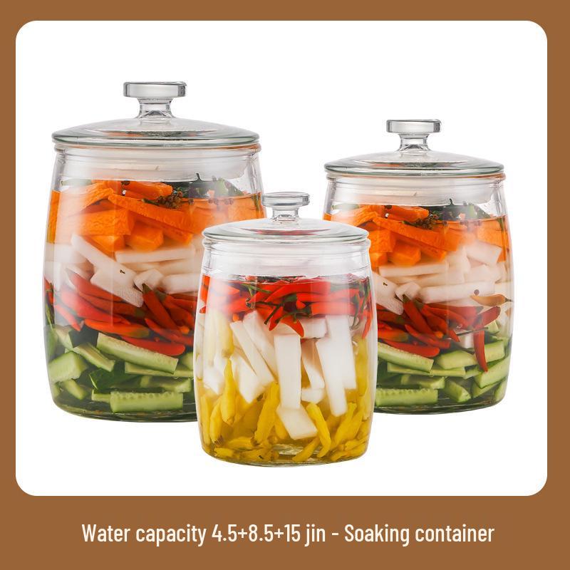 Glass Food-Grade Kimchi Jar for Pickling, Sauerkraut, and Vegetables - Wide-Mouth, Thickened Glass, Sealed for Home Use