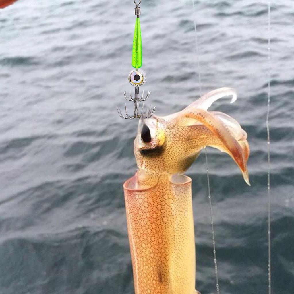 1 st Fiskebeten Bläckfiskskrok med LED-ljus Bläckfiskjiggbete Ljusnätfot Bläckfisk Artificiellt bete Bläckfisk Havsfiskeutrustning