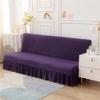 Solid Color Universal Sofa Bed Cover with Skirt - Modern, Simple, Armless Design