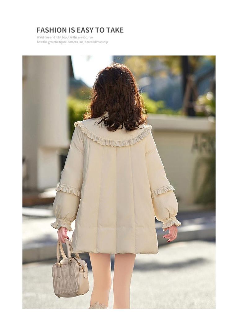 Women's 2024 Chinese-Style Stand-Up Collar Ruffle Down Jacket - Winter Christmas Coat BX2396