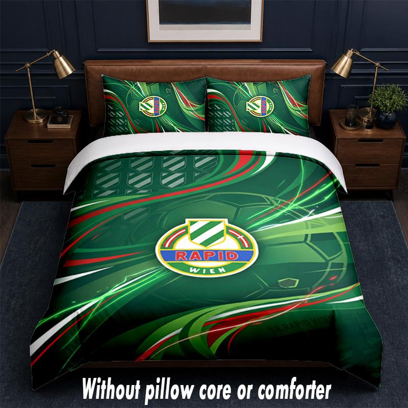 Rapid Wien FC Design Bed Bedding Set 1 Duvet Cover + 2 Pillowcases Soft Breathable Household Bed Linens
