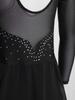 Girls Shiny Rhinestone Dance Leotard Sheer Mesh Long Sleeves Keyhole Back Opening Figure Ice Skating Ballet Dress