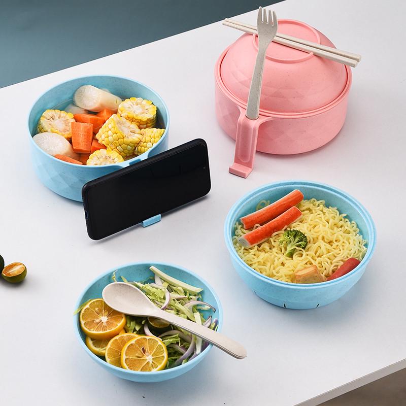 Microwavable Instant Noodle Bowl with Lid for Students