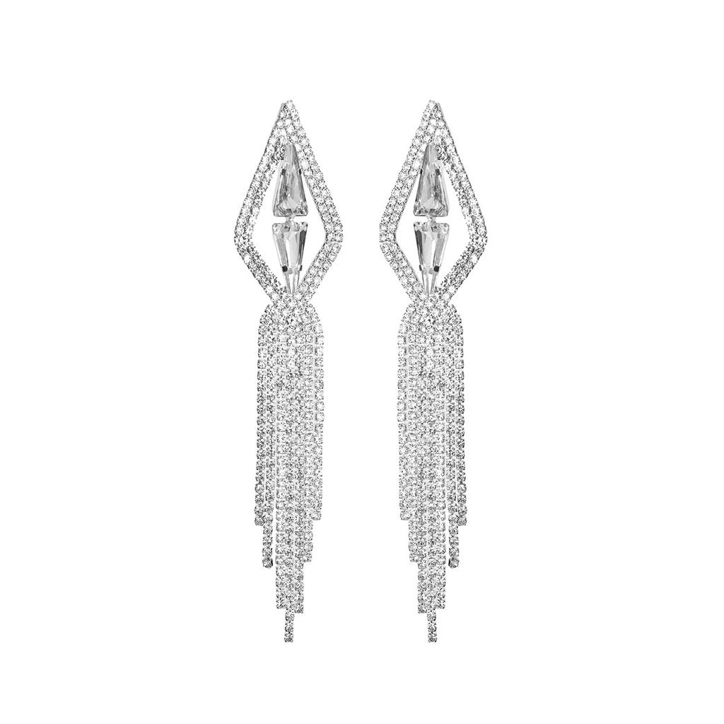 Geometrisches Design Flash Diamant Lange Fransenohrringe