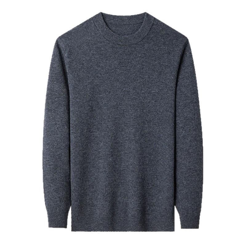 Men's 100% Pure Wool Crew Neck Sweater - Non-Itchy, Machine Washable Warm Base Layer for Autumn/Winter 2025.
