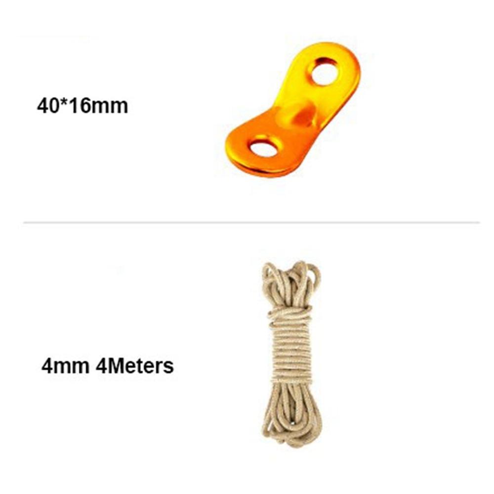 4mm Outdoor Tent Guyline Ropes Aluminum Alloy with 2 Holes Adjuster Tensioner Adjustment Buckles 4M Length