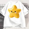 Summer Cute Yellow Star Graphic Tee Kawaii Smiley Star Print TShirt for Women Casual Oversized White Tee Harajuku Aesthetic
