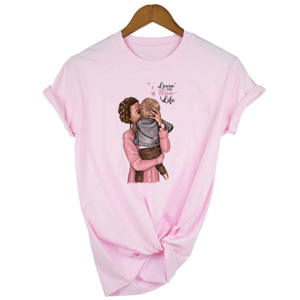 Super Mama Mom Of Girls Mommys Girl T Shirt Women Mothers Love Mom Life White Pink