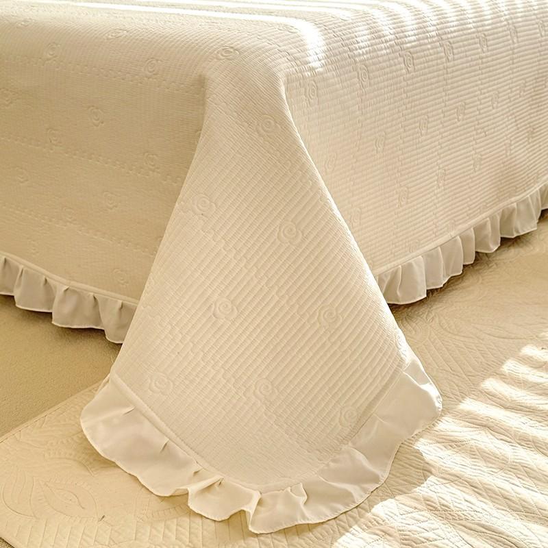 Solid color padded bed cover single piece four-season universal tatami bed sheet three-piece set padded cotton seam non-slip thickened kang cover