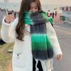 Tassel Stripe Wool Scarf Plush Long Shawl Simple Winter Cashmere Scarves  Autumn Winter